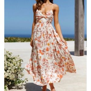 V Neck Floral Print Ruched Cami Dress